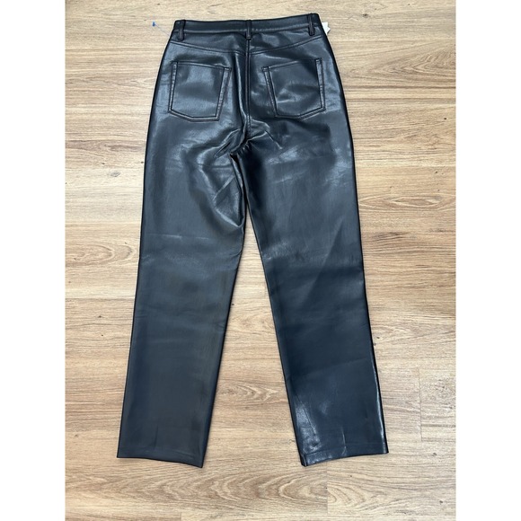 Wilfred Aritzia Melina Vegan Leather Pants Women 6 Black High Waist Straight Leg - Picture 7 of 10